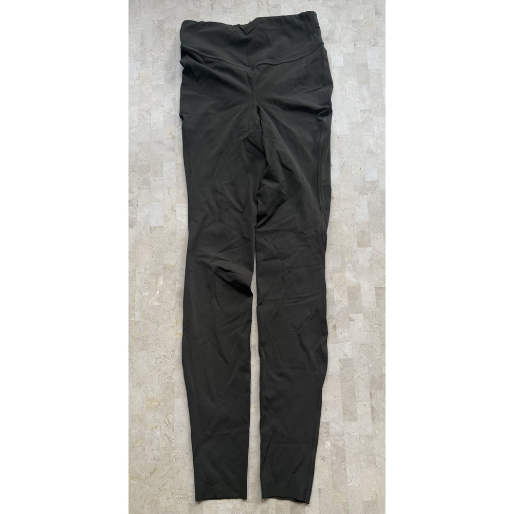 Lululemon High-Rise Tight Olive Green Leggings Size 6 Raw Hem Yoga Full Length